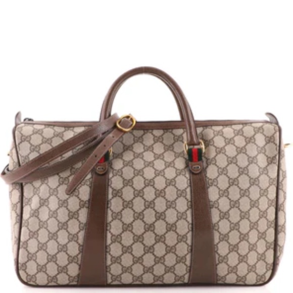 Gucci Vintage Convertible Duffle Bag GG Coated Canvas Medium - Picture 1 of 12
